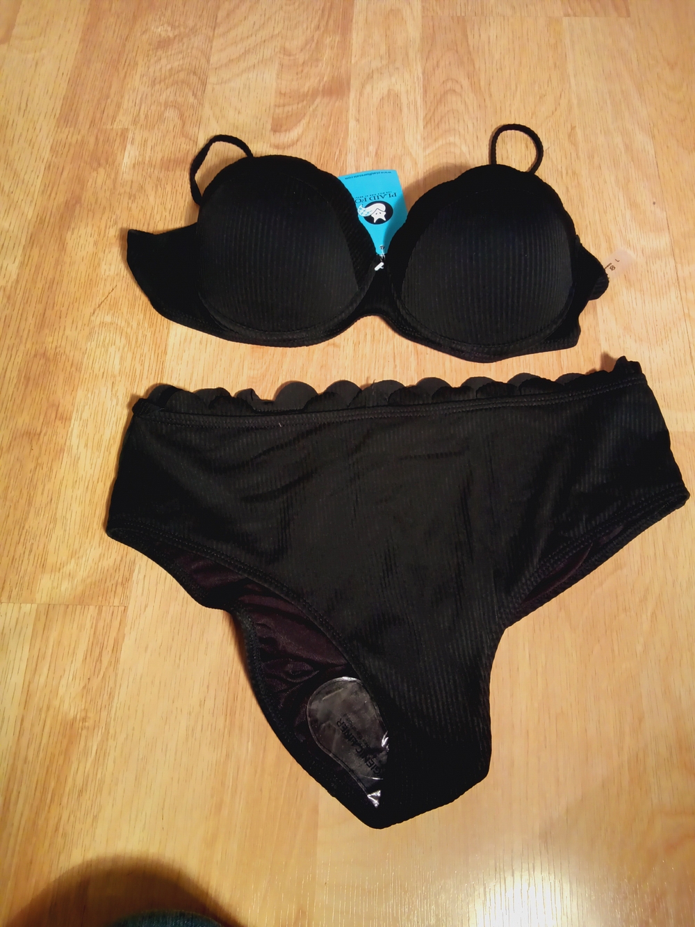 Plaid Fox Black  Bikini Set - Two Piece Swimwear Size L